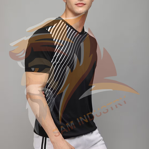 Conjuntos de camiseta y pantalones cortos de moda para hombre con botones, estampado por sublimación personalizado, conjuntos de dos piezas para hombre - Product Image 3