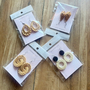 Pendientes de Ratán Tejido Ecológicos, Estilo Boho Vintage, Marca TUYET DUNG, Regalo para Bodas y Festividades, Hechos en Vietnam - Product Image 5