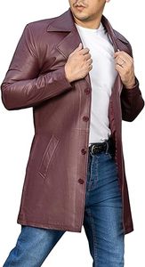 Veste en cuir sur mesure pour homme, manteau long noir à col, quatre poches, fermeture éclair, veste en cuir de motard, veste longue pour homme - Product Image 4