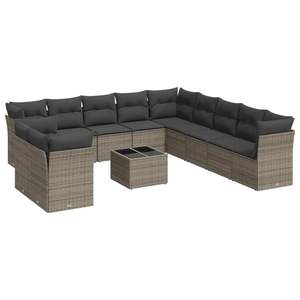 Set Divano da Giardino in Rattan con Cuscini Grigio Scuro, 10 Posti, Design Contemporaneo, Resistente alle Intemperie, Arredamento da Esterno - Product Image 4