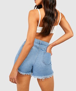Shorts en jean taille haute pour femme, en denim de coton, à ourlet brut, pour l'été, vente en gros, haute qualité, mode féminine - Product Image 2
