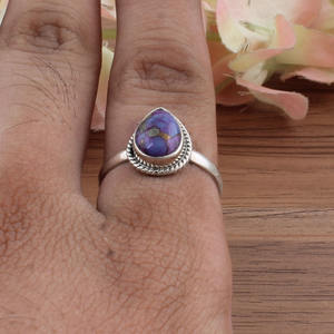 Wholesale Handmade Purple Copper <b>Turquoise</b> <b>Ring</b> 925 Sterling Silver Classic Party Jewelry Genuine Purple Stone Women - Product Image 2