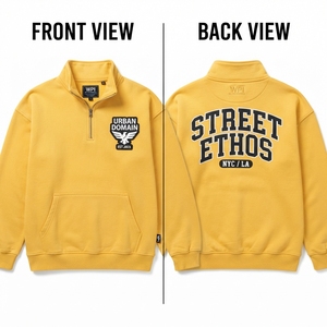 เสื้อฮู้ดดี้สตรีทแวร์สีเขียวนีออนสำหรับผู้ชาย ผ้าฝ้าย 100% เป็นมิตรกับสิ่งแวดล้อม คอตั้งแบบซิปครึ่งตัว มีซับใน ผ้าฟลีซหนานุ่ม ระบายอากาศได้ดี - Product Image 3