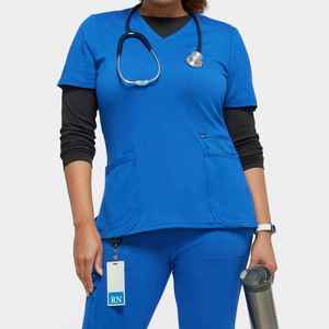 Red Color <b>Scrub</b> Suit for Women V-Neck Half Sleeve <b>Scrub</b> <b>Top</b> and Tapered Drawstring <b>Scrub</b> Set Uniforms - Product Image 2
