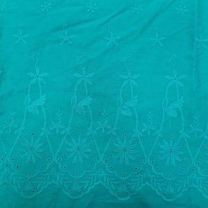 Tela bordada de algodón estampada con diseño de pavo real azul/firozee, ideal para vestidos y blusas de mujer/niña, ligera y transpirable, en oferta. - Product Image 1