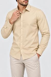 Chemise habillée unie à manches longues pour homme, col rabattu, 100 % coton popeline, infroissable, pour le printemps - Product Image 6