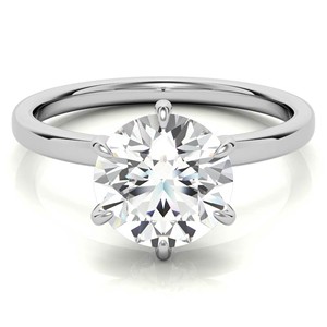 Anillo Solitario Minimalista con Halo Oculto, Moissanita de Corte Redondo de 1.3CT, con Seis Puntas, Engaste de Oro Blanco de 10K - Product Image 5