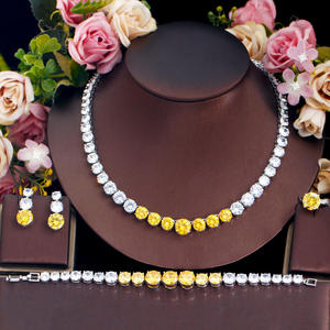 Parure de bijoux de mariée en moissanite taille brillant certifiée, plaqué argent rhodié, alliage laiton-cuivre, collier et boucles d'oreilles pour femme - Product Image 4