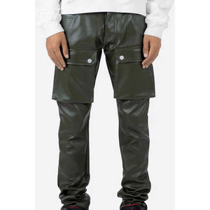 Pantalons et pantalons pour hommes, nouveau design, pantalons cargo en cuir, design à grandes poches, mode streetwear - Product Image 5
