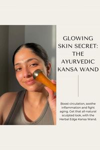 Varita Kansa, herramienta de belleza ayurvédica para masaje facial, con extremos de metal bronce de doble cara y mango de madera de teca, ligera y hecha a mano. - Product Image 6