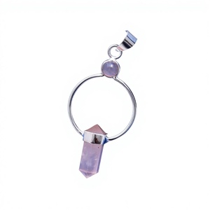 Pendentif en argent sterling 925 pour femme, pierre précieuse en quartz rose, style bohème, bijoux parfaits pour les fêtes, cadeau de mariage, amour - Product Image 1
