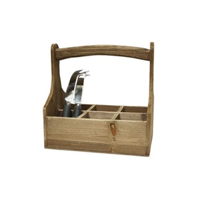 Porte-ustensiles de comptoir en bois de qualité supérieure avec poignée en métal et quatre compartiments - Product Image 5