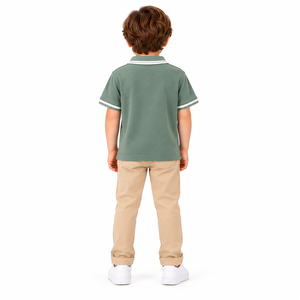 Camiseta Polo Verde para Niños, Manga Corta, Cuello con Bolsillo, Informal, Verano - Product Image 6