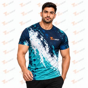 ผู้ผลิตเสื้อยืดซับลิเมชั่นแบบกำหนดเองสำหรับผู้ชาย พิมพ์ลายทั่วตัว เสื้อผ้ากีฬาขายส่ง เสื้อออกกำลังกายแบบส่วนตัว สำหรับยิม ฟิตเนส และทีม - Product Image 2