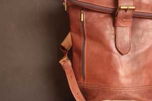 Elite Class Genuine Leather <b>Roll</b> Top <b>Backpack</b> Full Grain Cowhide Travel Bag Custom Luxury Fashion Rucksack LRTB-0139 - Product Image 2