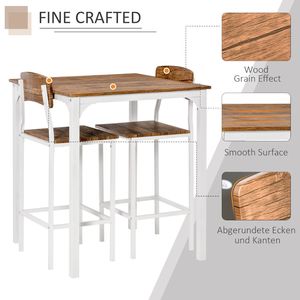 Set da Pranzo Moderno con 2 Sedie e Tavolo Piccolo Effetto Legno Superficie Liscia - Product Image 4
