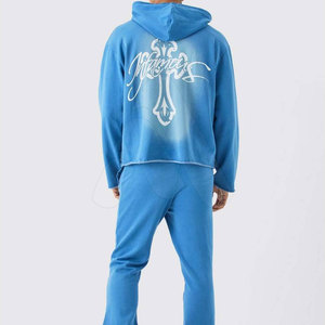 Ensemble de survêtement d'hiver brodé de haute qualité pour hommes, deux pièces, décontracté, sportif, avec logo personnalisé OEM et broderie de luxe - Product Image 2