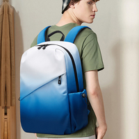 Sac à dos dégradé blanc et noir en nylon, grand format, décontracté, pour voyage, école, ordinateur portable, avec sangles à boucle réfléchissantes, unisexe