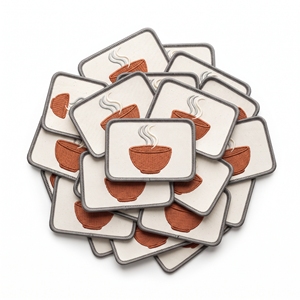 Custom Patch Brand Supplier Round Wheat Ear Grain <b>Badge</b> Tan Twill Golden Brown Edge <b>Iron</b> <b>On</b> Garment Applique - Product Image 2