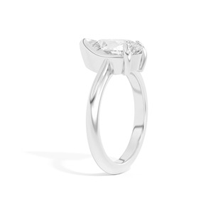 Bague en or massif 14 carats avec émeraude taille poire semi-sertie pour fiançailles, mariage et anniversaire - Cadeau de luxe - Product Image 3