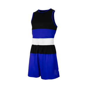 Men's Wrestling Singlet Color <b>Boxing</b> Uniform Blocked Blue Black Moisture Wicking Regular Fit Sports Apparel - Product Image 1