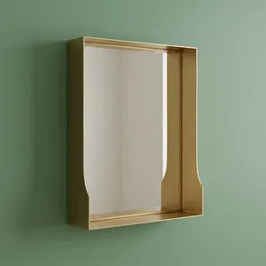 ARTISAN DESIGN Minimalist Metal <b>Wall</b> <b>Mirror</b> Rectangle Decorative Luxury Brass Frame <b>for</b> Living Room <b>Bedroom</b> Hotel Decor - Product Image 1