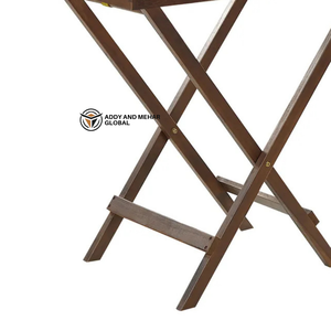 Solid Wood Folding Tray Table with Handles – Portable Serving Table, Brown Finish, Space-Saving Foldable Stand - Product Image 2