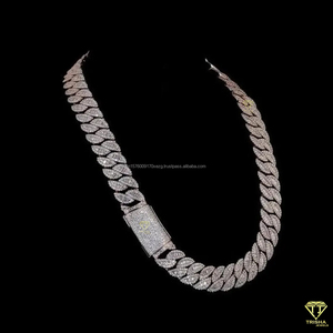 Cadena cubana de lujo estilo Miami con diamantes de moissanita en plata de ley 925, pasa la prueba del diamante, joyería hip hop. - Product Image 2