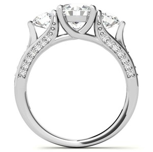 Bague de Luxe Trio en Moissanite, Argent Sterling 925 Plaqué Rhodium, Trois Pierres, Cadeau de Fiançailles, Mariage, Promesse, Anniversaire, Mariée - Product Image 2
