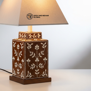 Handcrafted Bone Inlay <b>Table</b> Lantern with Floral Pattern Luxury Mosaic <b>Bedside</b> Light Traditional Indian Art Decorative Desk - Product Image 6