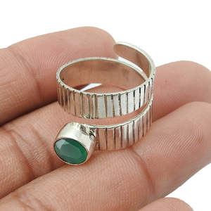Round Cut Spinner Green Onyx Gemstone Jewelry Best Quality Handmade <b>925</b> Sterling <b>Silver</b> Stamped Bohemian Jewelry At Lowest Price - Product Image 4