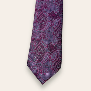 Cravate en soie de luxe à motif cachemire lavande |   Cravate tissée de créateur haut de gamme pour homme – Accessoire de mode pour mariage, affaires et soirées formelles - Product Image 3