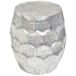 เก้าอี้ทรงกลองอะลูมิเนียมวินเทจสีเงิน โต๊ะข้างตกแต่งสไตล์โมเดิร์นโมร็อกโก เฟอร์นิเจอร์ตกแต่งบ้านโลหะ - Product Image 4