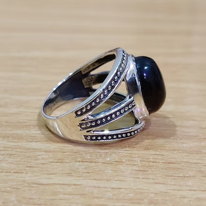 Boho <b>Tiger</b> <b>Eye</b> Men's Statement <b>Ring</b> (5.3 Grams) Natural Gemstone 925 Sterling Silver Jewelry for Everyday Wear - Product Image 3