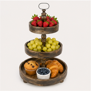 3-Tier Wooden Serving Tray Stand Eco-Friendly Cupcake Tower & Dessert Display for Weddings <b>Parties</b> and Coffee Bar Organization - Product Image 2