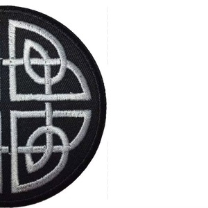 Round Embroidered <b>Patch</b> with Geometric Design Black Fabric <b>Sew</b>-<b>On</b> Badge for Hats and Clothing - Product Image 4