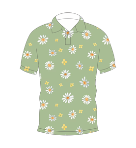 เสื้อโปโลพิมพ์ลายดอกเดซี่สีเขียวแบบกำหนดเองสำหรับผู้ชาย แขนสั้น สวมใส่สบายๆ ในฤดูร้อน เสื้อยืดกอล์ฟ - Product Image 4