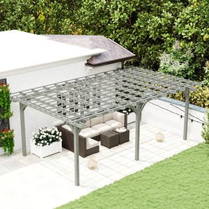 Pergola Gazebo Moderna in Legno 3,6x6m con Traliccio per Viti e Struttura Stabile per Piante Rampicanti, Finitura WPC Grigia - Product Image 2