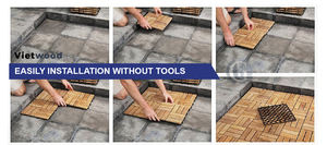 Dalles de terrasse en bois d'acacia à emboîtement, installation facile, revêtement de sol extérieur pour patio - Product Image 3