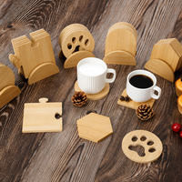 6 sous-verres en bambou avec motif de patte de chat mignon, porte-boissons classique en bois naturel pour la protection de la table, la cuisine, le bar, la voiture