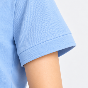 Women Blue Polo T Shirt Lyocell <b>Combed</b> Cotton Soft Jersey Short Sleeve Casual Top Ladies Apparel Wholesale Supplier OEM Custom - Product Image 4