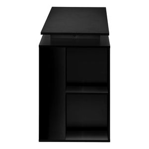 Scrivania per Computer da Ufficio Contemporanea Nera 55'' con Ripiani di Stoccaggio Sinistro e Destro, Set in Laminato Nero e Metallo - Product Image 6