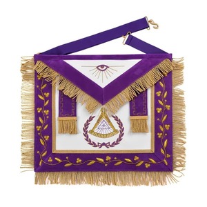 Delantal Masónico Étnico Grand Master Blue Lodge de Terciopelo Morado con Hilos Dorados y Flecos de Encaje Dorado para Todas las Estaciones MAP-0121 - Product Image 1