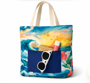 Sac de plage et de shopping en toile de coton moyen COTTON VOYAGE avec motif lettres, poignée épaule et poche – Durable, tendance, pour jeunes femmes - Product Image 3