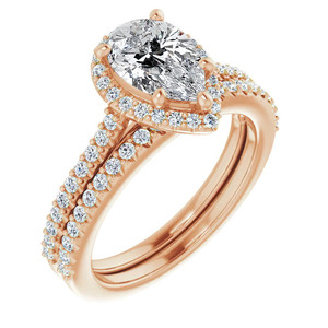 Bague de fiançailles en diamant de laboratoire, or blanc 18 carats, taille poire, certifiée IGI, halo cathédrale avec accent cœur, pour femmes et jeunes filles, pour mariage - Product Image 4