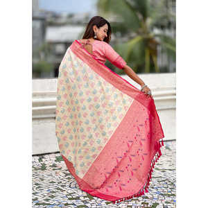 Sari Patola Bandhani en Soie Zari Tissée Douce Elite Weaves avec Tissages Contrastés, Élégant pour Soirée, 600g, Séchage Rapide, Protection Solaire - Product Image 4