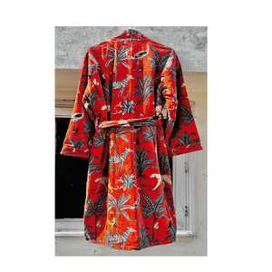 Albornoz de terciopelo con Estampado de jungla, 100% algodón, informal, hasta la rodilla, con cordón, para todas las estaciones, invierno, verano, Primavera, envolturas de baño - Product Image 2