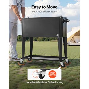 80 Quart Rolling Ice Chest Portable Patio Party Bar Drink Cooler Cart with Bottom <b>Shelf</b> Holds 50 Bottles/110 Cans for <b>Camping</b> - Product Image 4