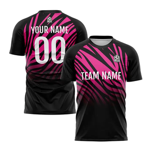 Maillot de football personnalisé col en V manches courtes blanc rouge bleu nom de l'équipe sublimé 100% polyester respirant unisexe adulte uniforme - Product Image 3