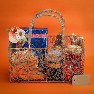 Modern Metal Mesh wire Multipurpose Cycle <b>Hamper</b> Fancy <b>Basket</b>/Tray/Platter for Packing <b>Gifting</b> Decoration - Product Image 2